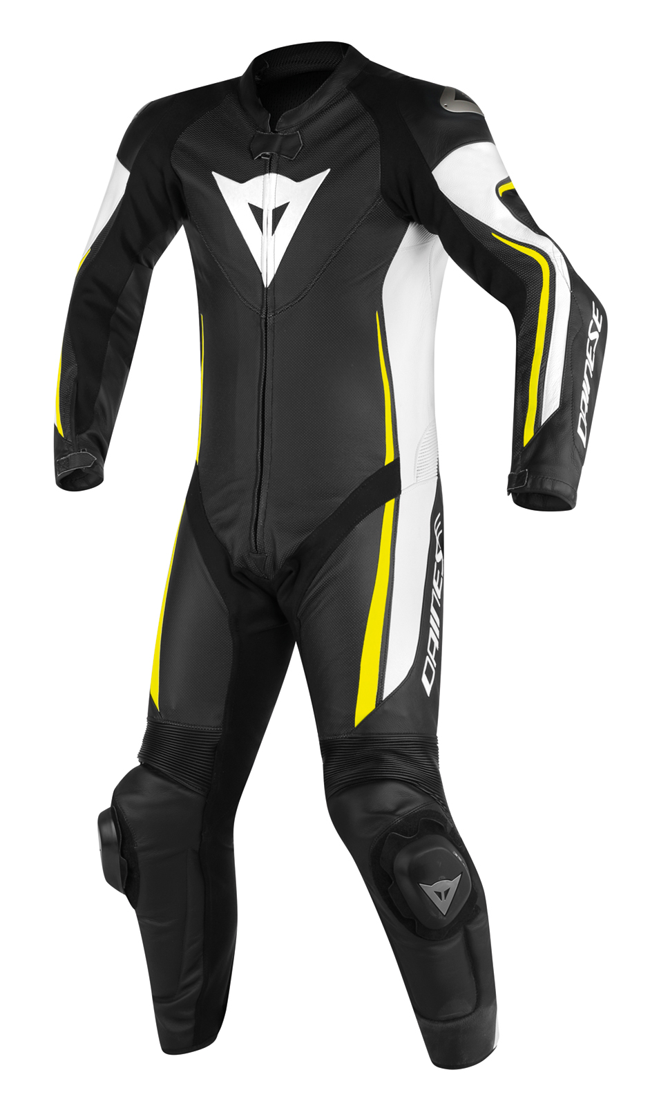 Dainese Skinnställ Assen Ventilerad Svart/Vit/Fluogul Raceställ