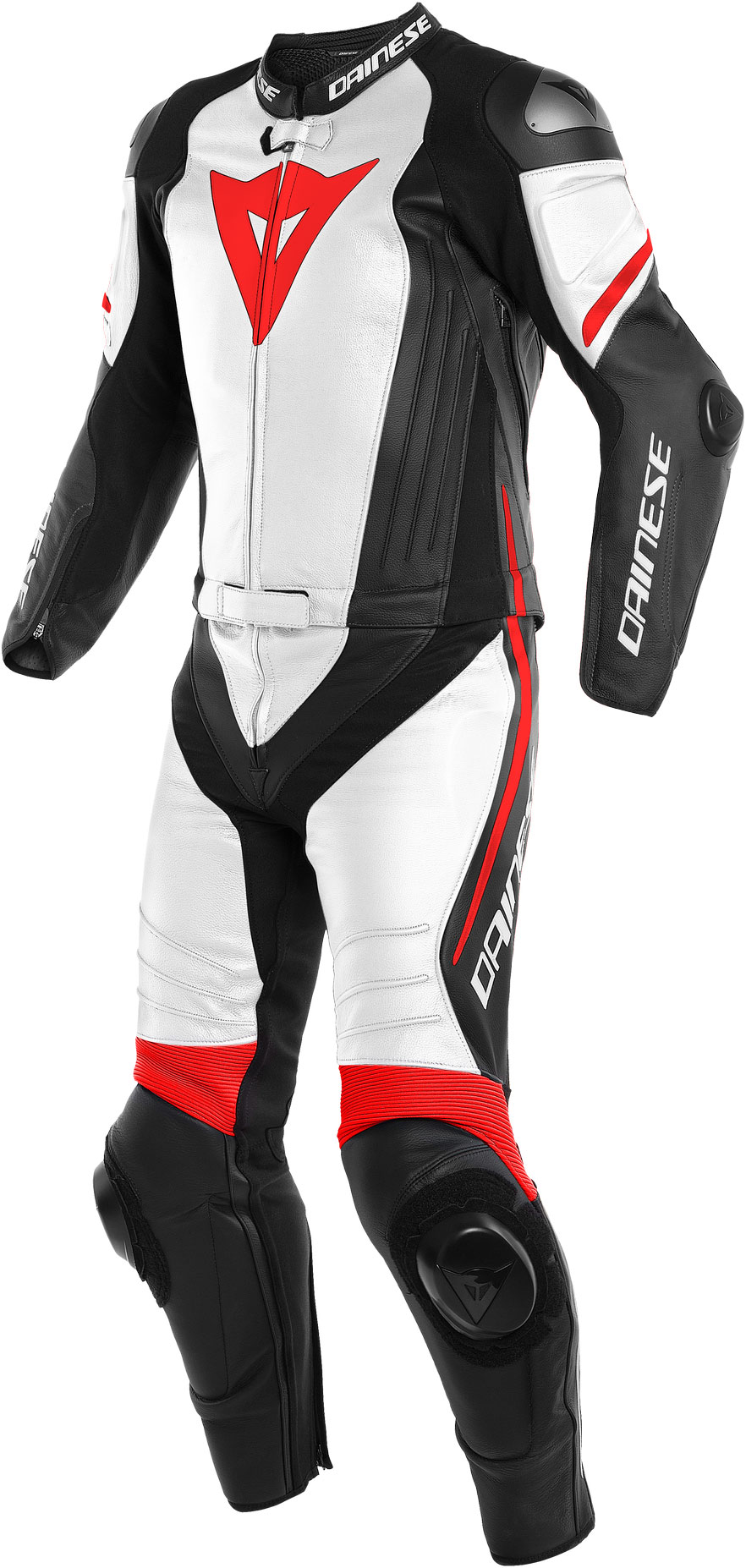 Dainese Skinnställ 2-delat Laguna Seca 4 Mattsvart/Vit/Fluoröd 