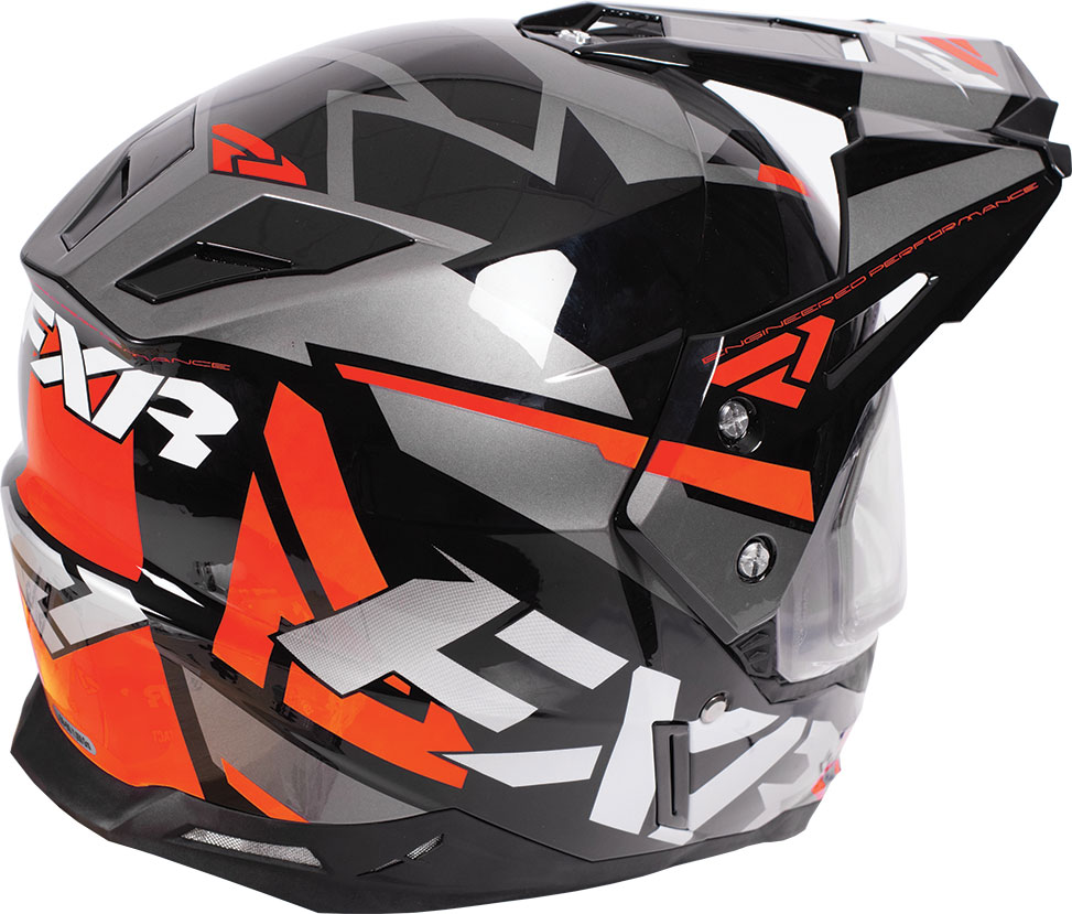 FXR Skoterhjälm FX-1 Team Black/Orange/Char (Elvisir) bild 2