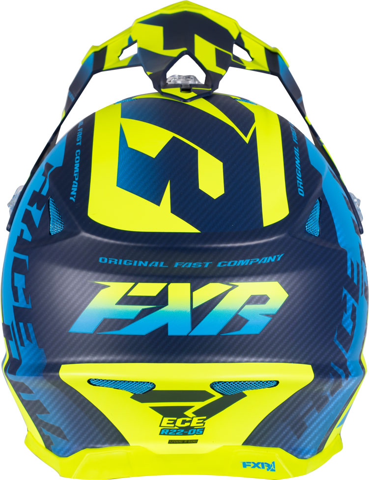 FXR Crosshjälm Blade 2.0 Carbon Race Div Blue/Fluogul/Marinblå Matt bild 2