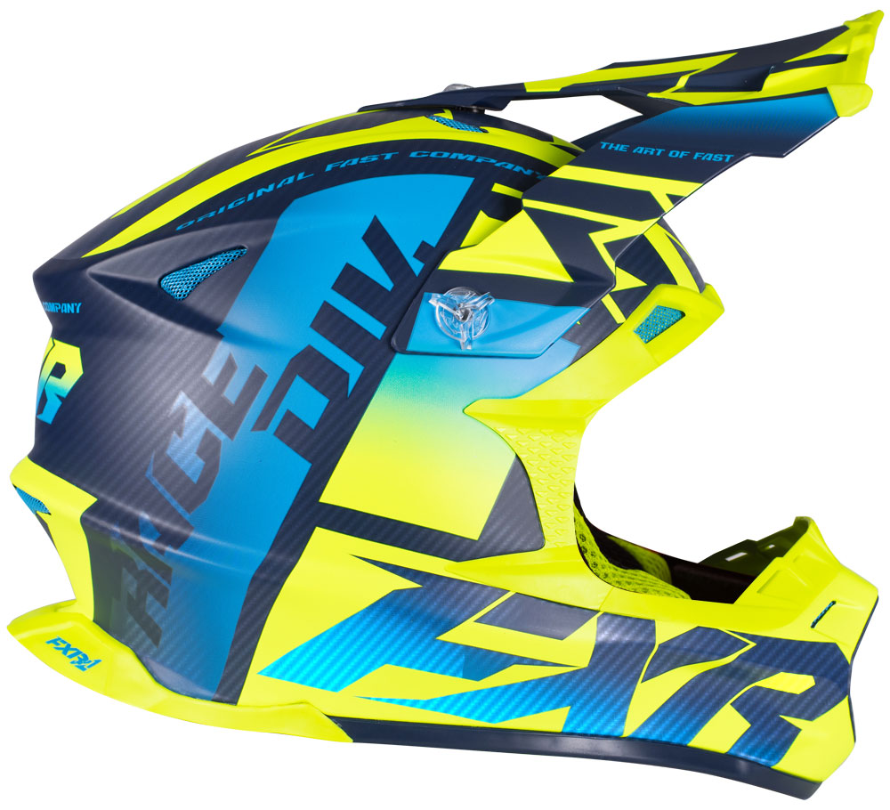 FXR Crosshjälm Blade 2.0 Carbon Race Div Blue/Fluogul/Marinblå Matt bild 3