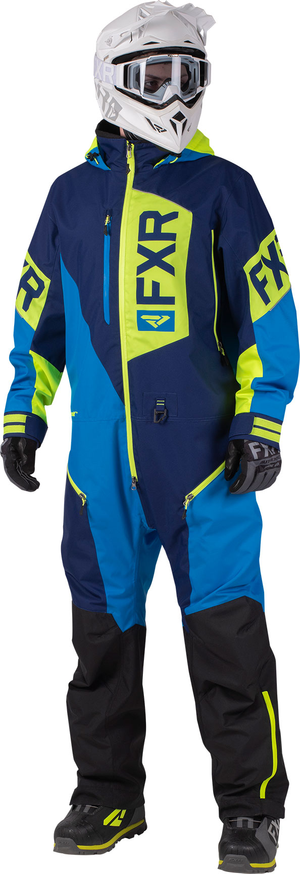 FXR Skoteroverall Recruit Ofodrad Marinblå/Blå/Fluogul
