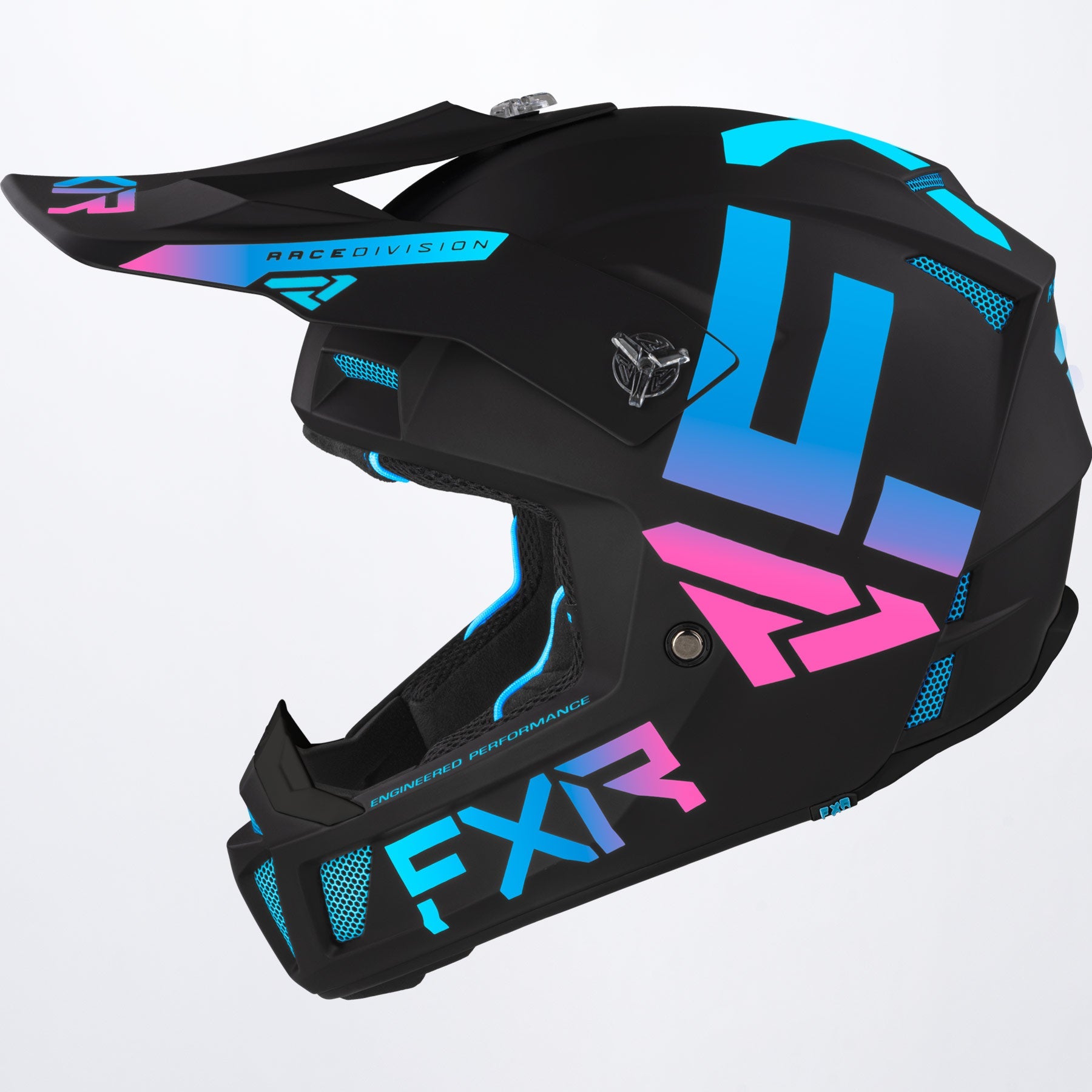 FXR Crosshjälm Clutch CX Mattsvart/Rosa/Blå bild 3