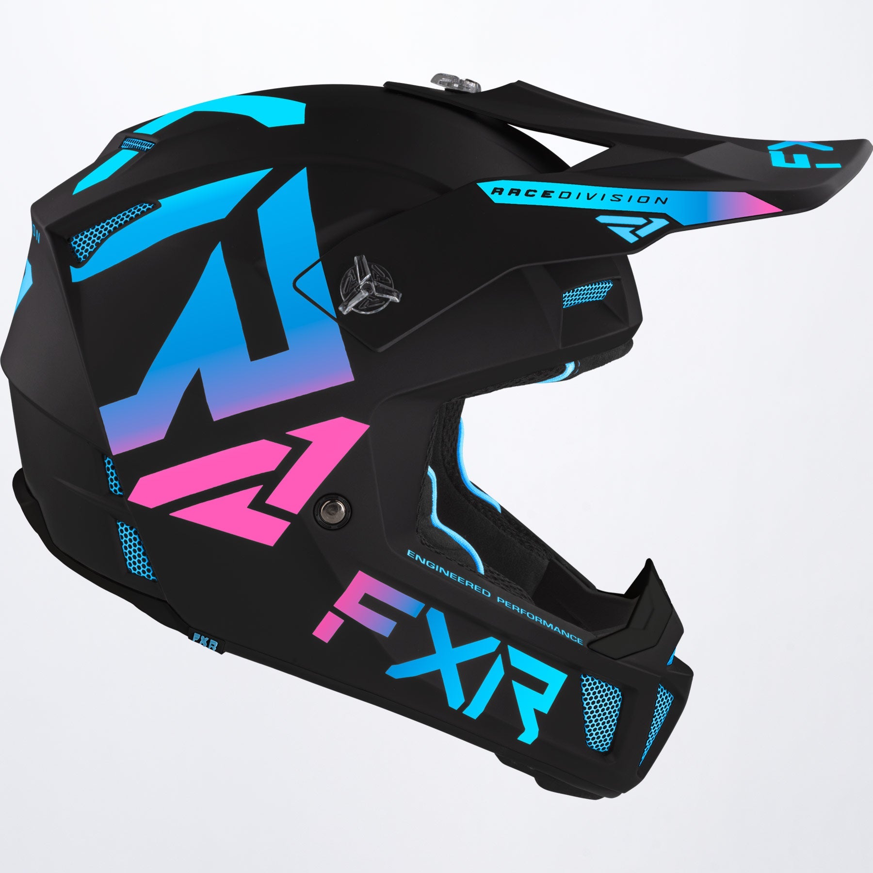 FXR Crosshjälm Clutch CX Mattsvart/Rosa/Blå bild 2