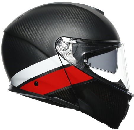 AGV Hjälm Öppningsbar Sportmodular Layer Carbon/Röd/Vit bild 3