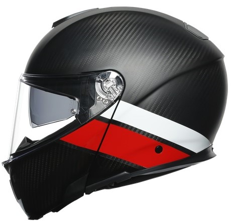 AGV Hjälm Öppningsbar Sportmodular Layer Carbon/Röd/Vit bild 2