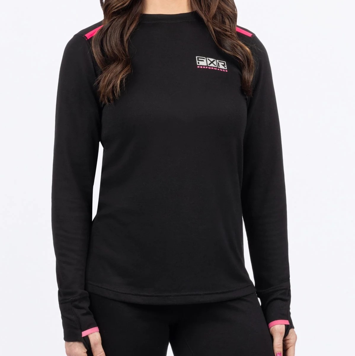 FXR Tröja Långärmad Merino Svart/Rosa (Dam)