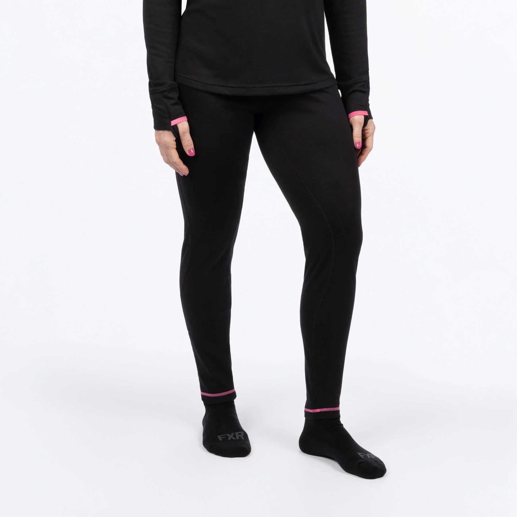 FXR Långkalsong Merino Svart/Rosa (Dam)