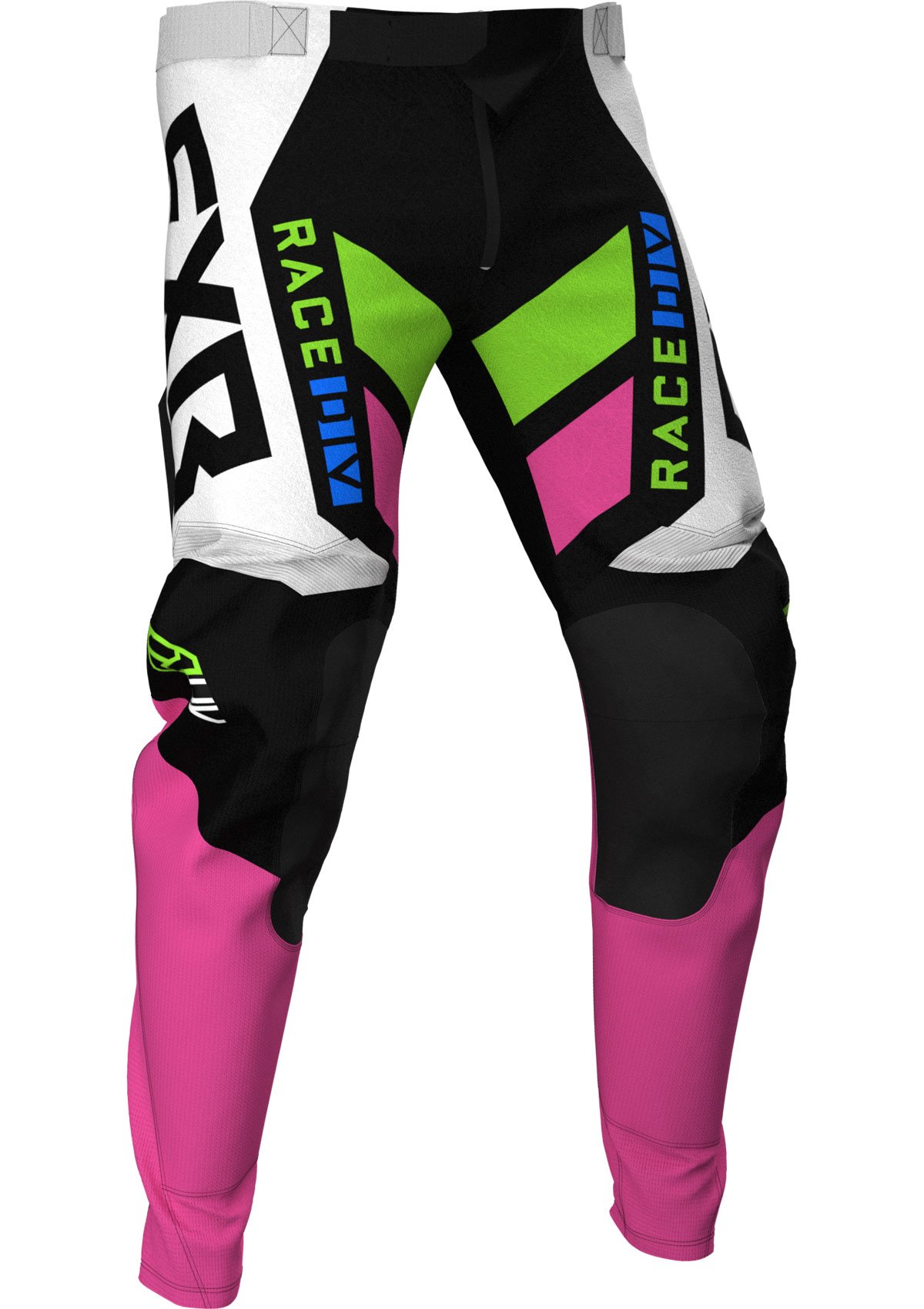 FXR Crossbyxa Podium Junior Svart/Vit/Rosa/Lime/Blå