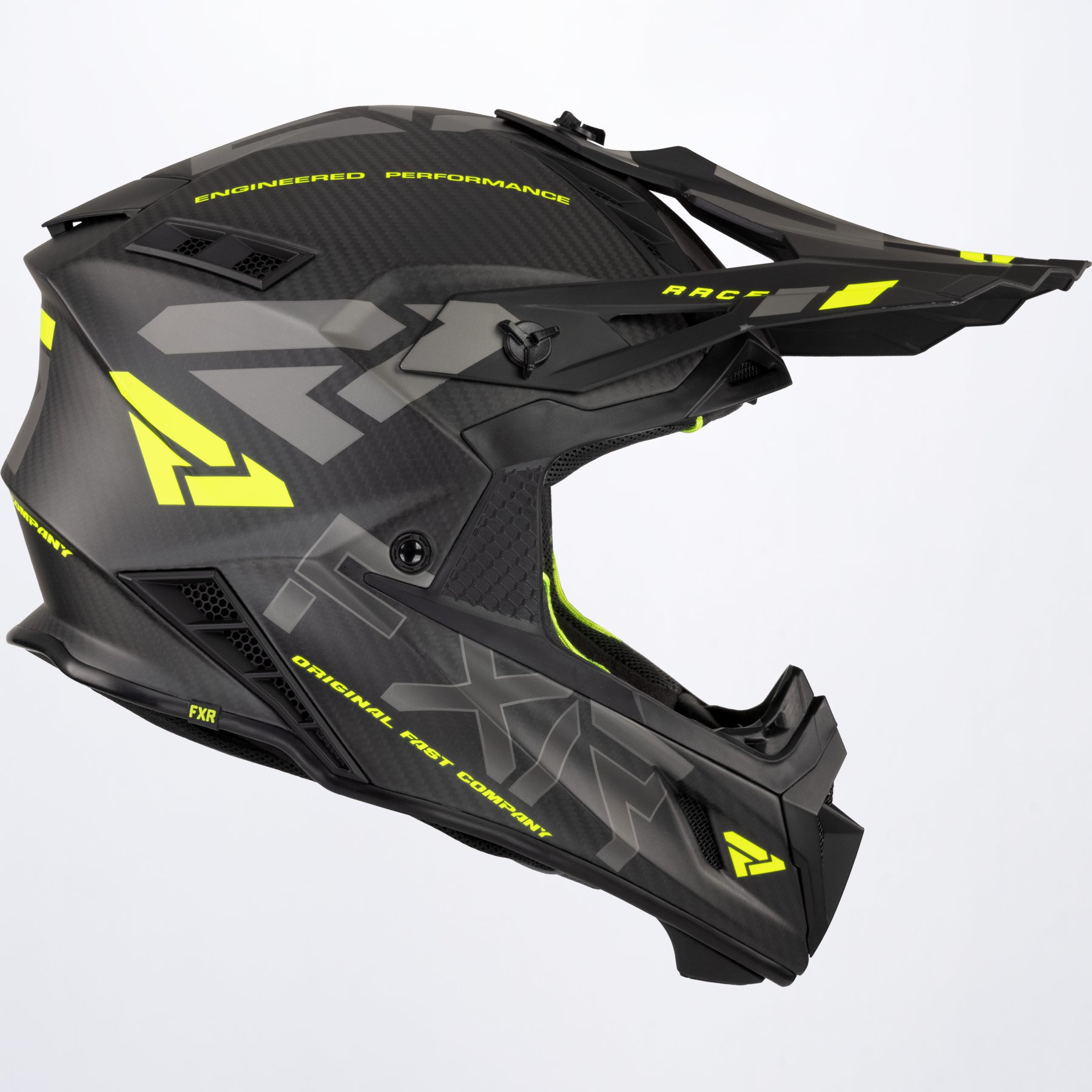 FXR Crosshjälm Helium Carbon Mattsvart/Fluogul bild 2