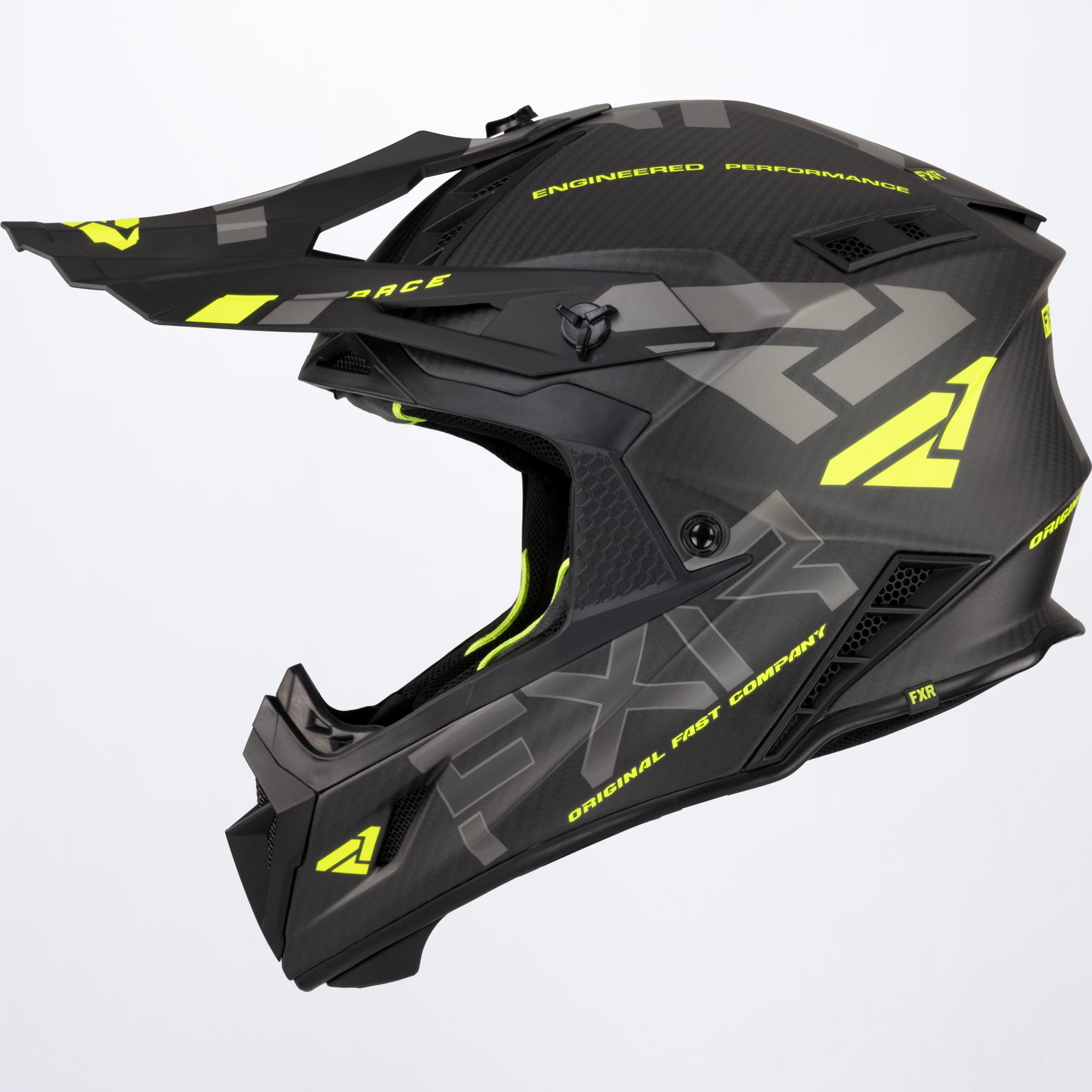 FXR Crosshjälm Helium Carbon Mattsvart/Fluogul bild 3