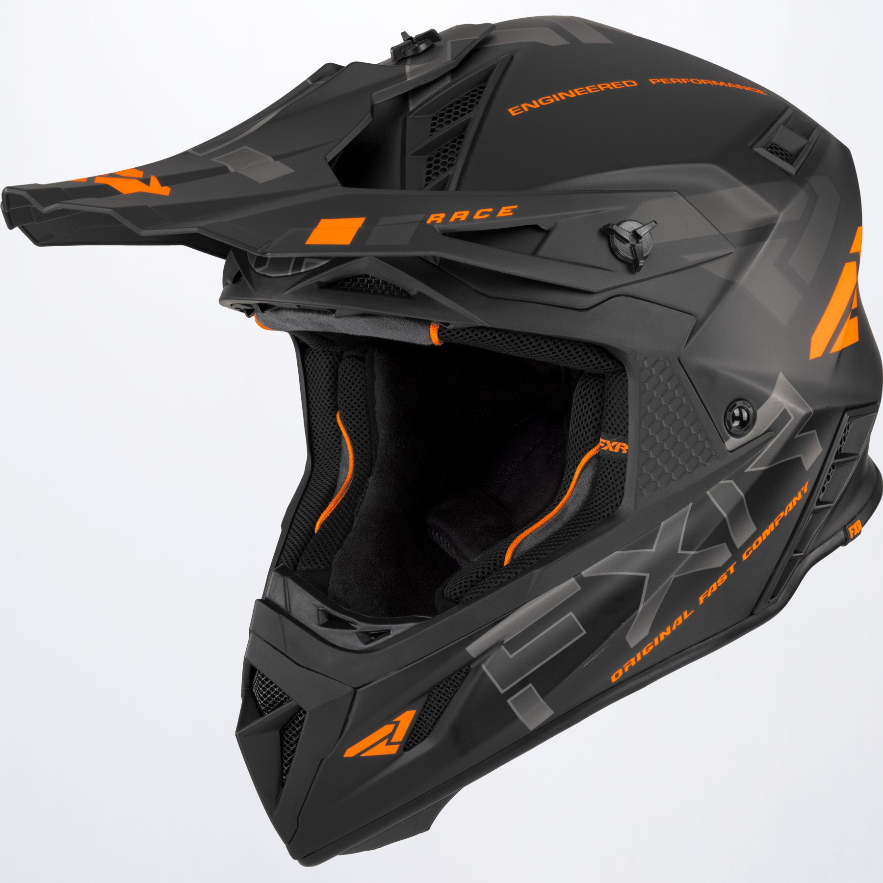 FXR Crosshjälm Helium Race Div Mattsvart/Orange v1