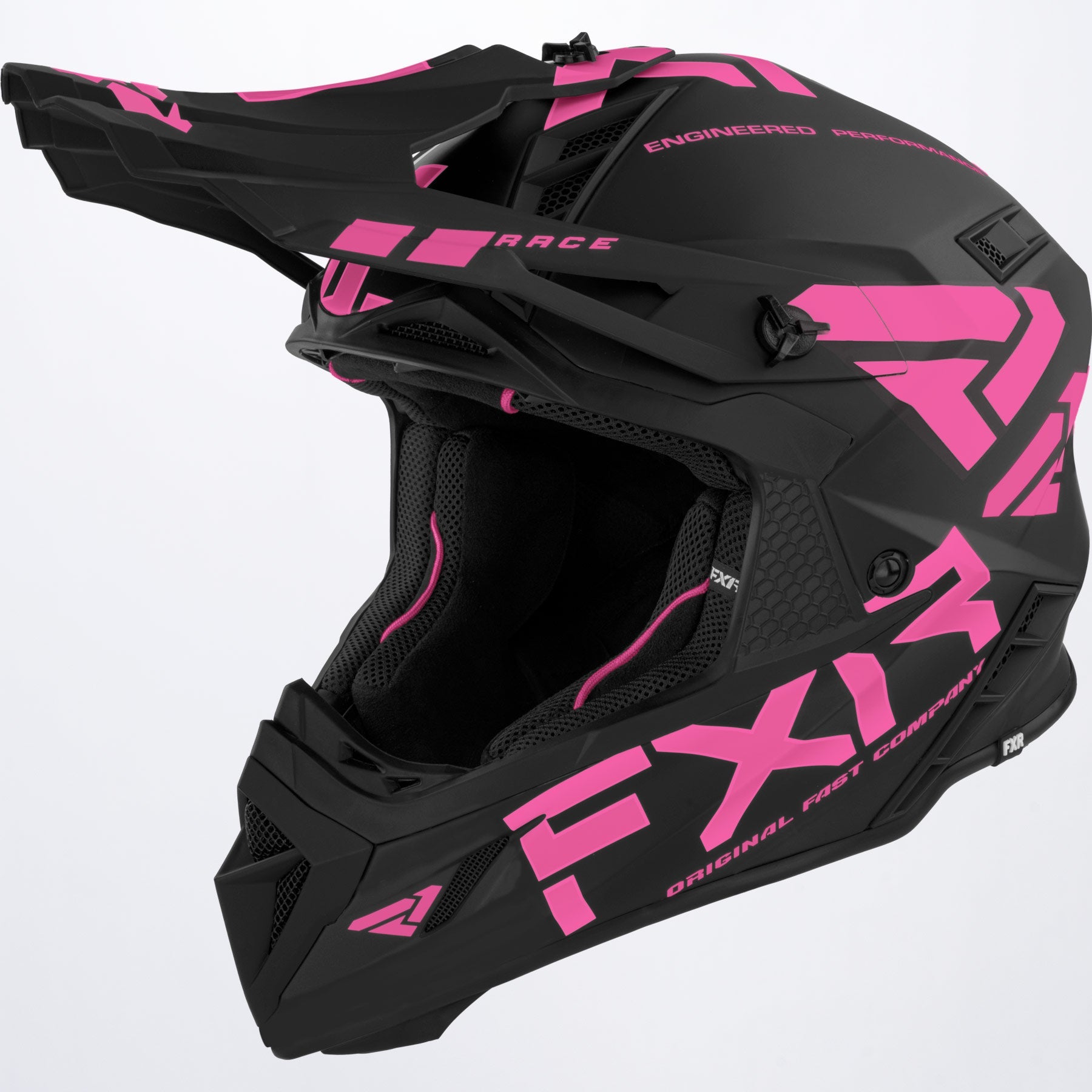FXR Crosshjälm Helium Race Div Mattsvart/Rosa