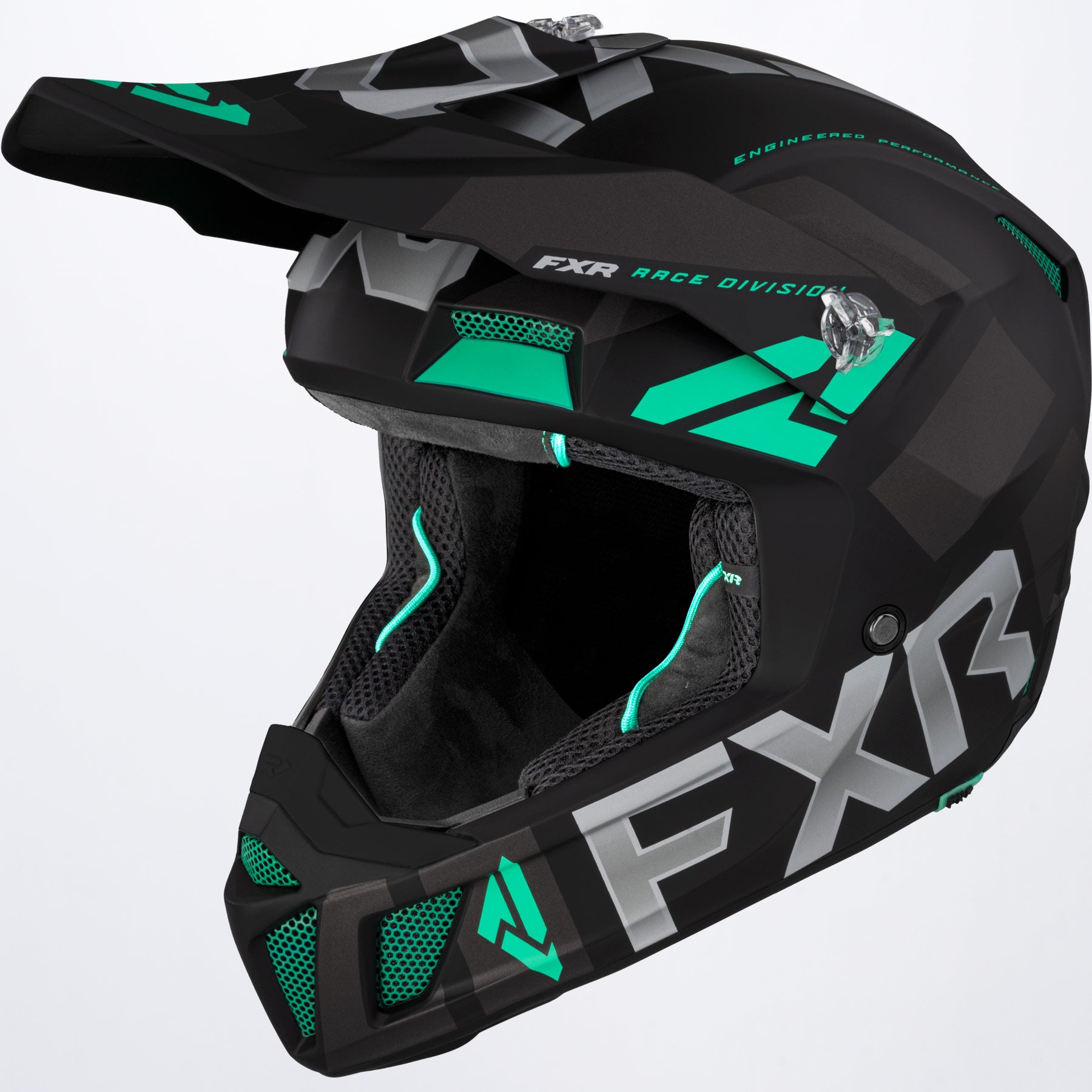FXR Crosshjälm Clutch Evo Mattsvart/Mint
