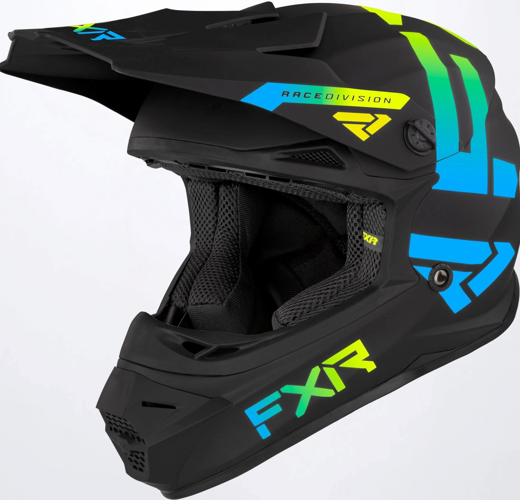 FXR Crosshjälm Legion Mattsvart/Blå/Fluo (Junior)