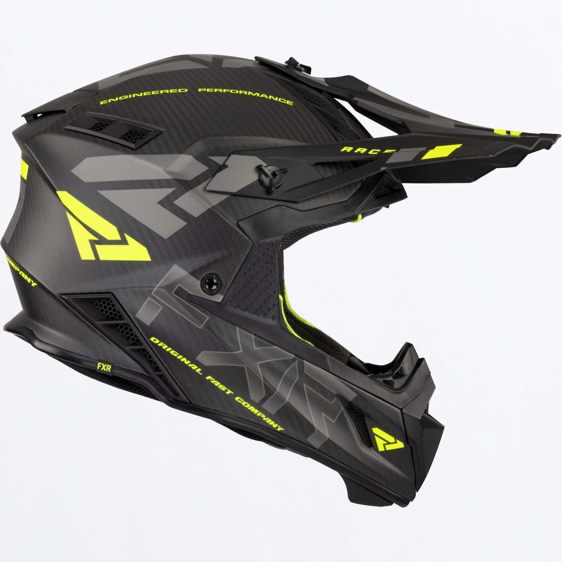 FXR Crosshjälm Helium Carbon Mattsvart/Fluogul bild 2