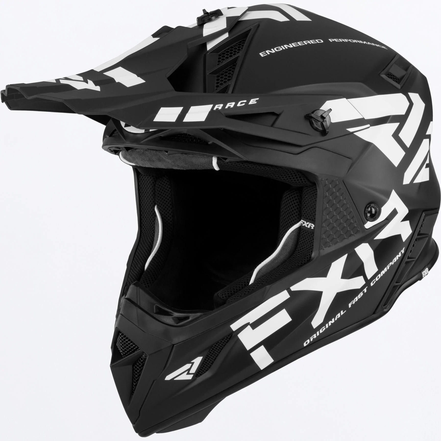 FXR Crosshjälm Helium Race Div Mattsvart/Vit