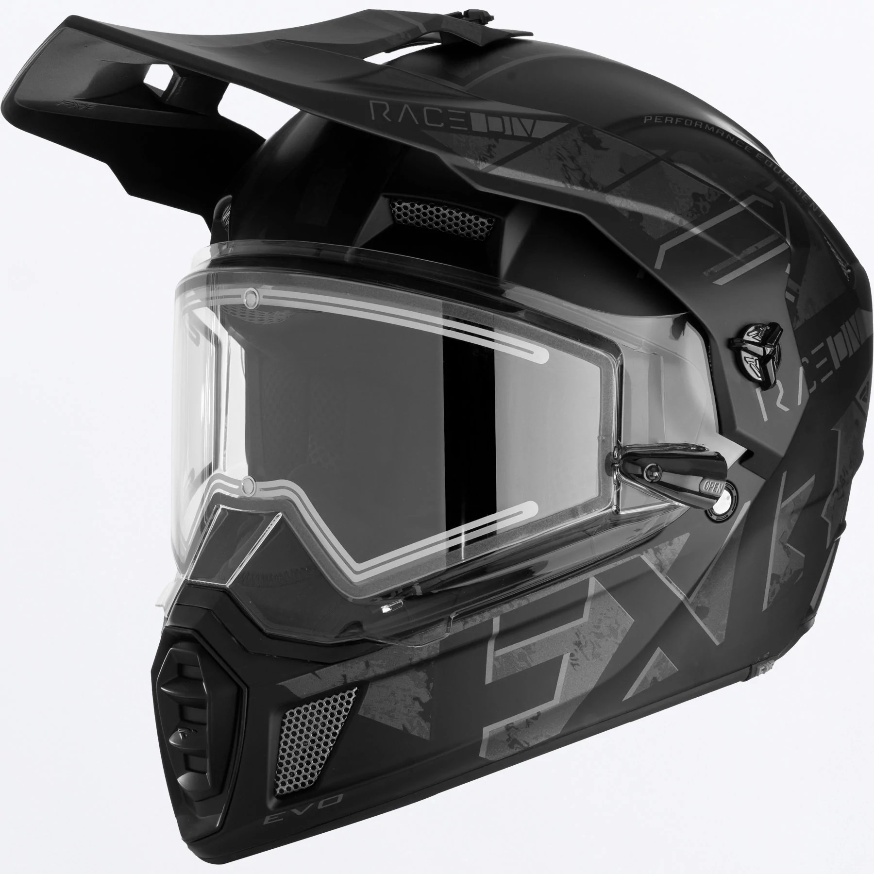 FXR Skoterhjälm Clutch X (Elvisir) Mattsvart/Grå