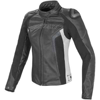Dainese Skinnjacka G. Racing D1 Svart/Vit (Dam)