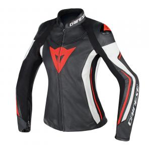 Dainese Skinnjacka Assen Svart/Vit/Fluoröd (Dam)