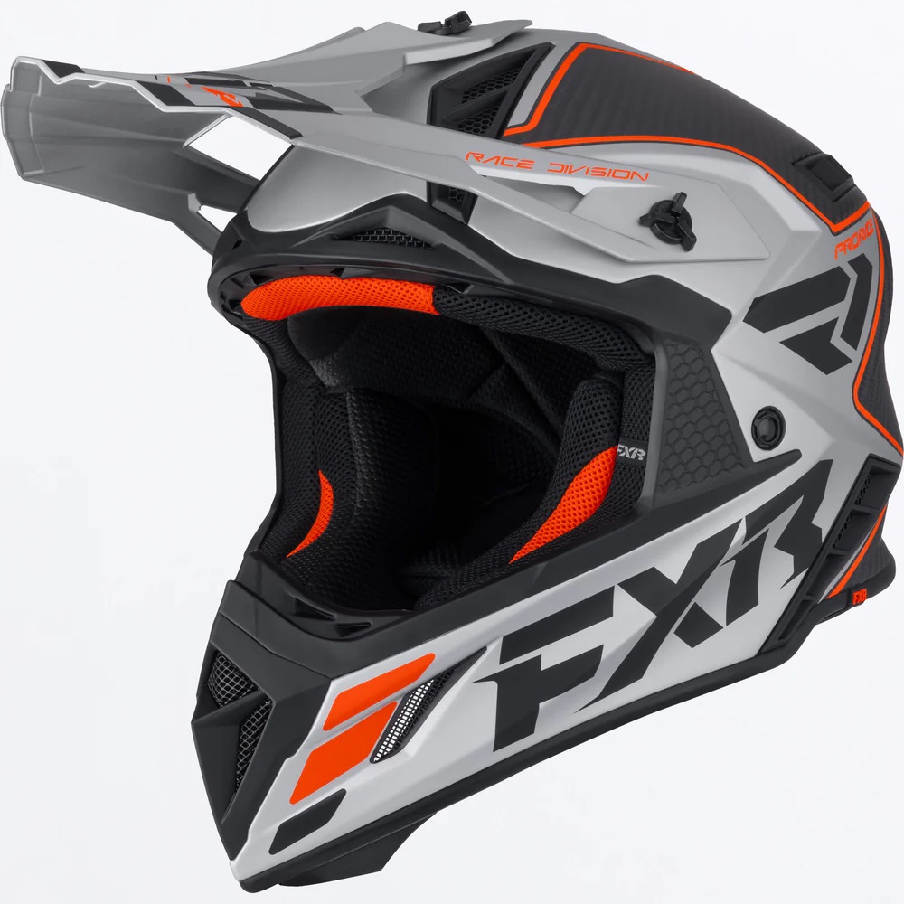 FXR Crosshjälm Helium Carbon MX Silver/Orange