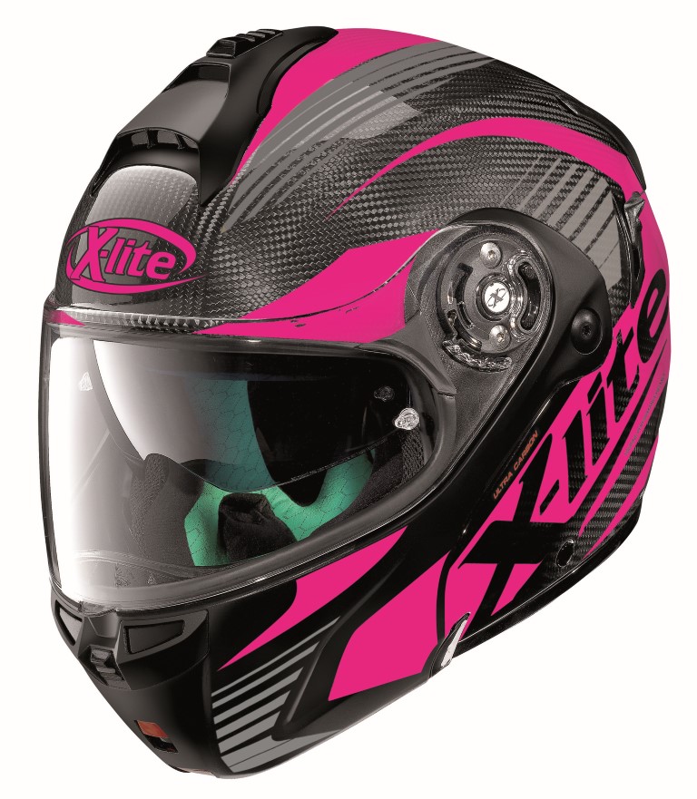 X-Lite Hjälm Öppningsbar X-1004 Ultra Carbon Nordhelle Rosa