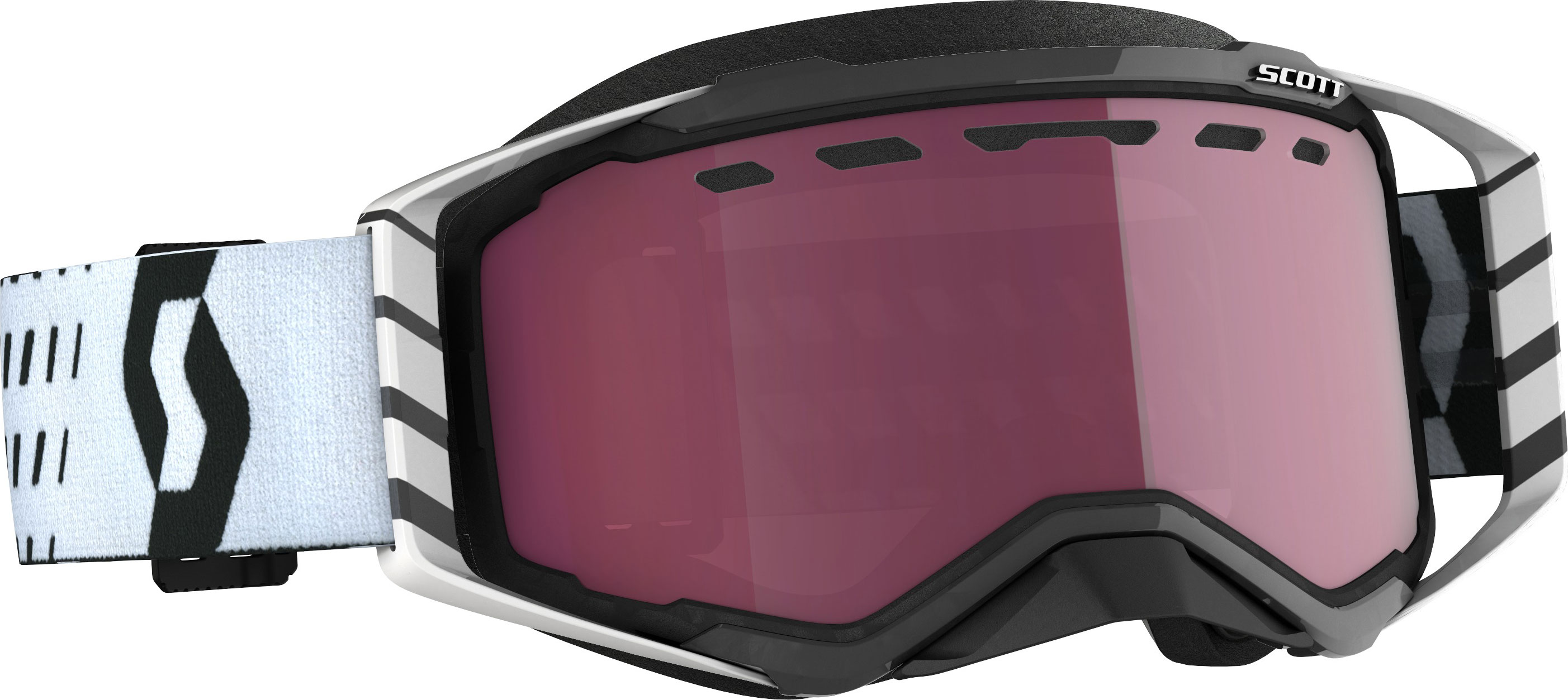 Scott Skoterglasögon Prospect Snow Cross Svart/Vit - Rosa spegel 