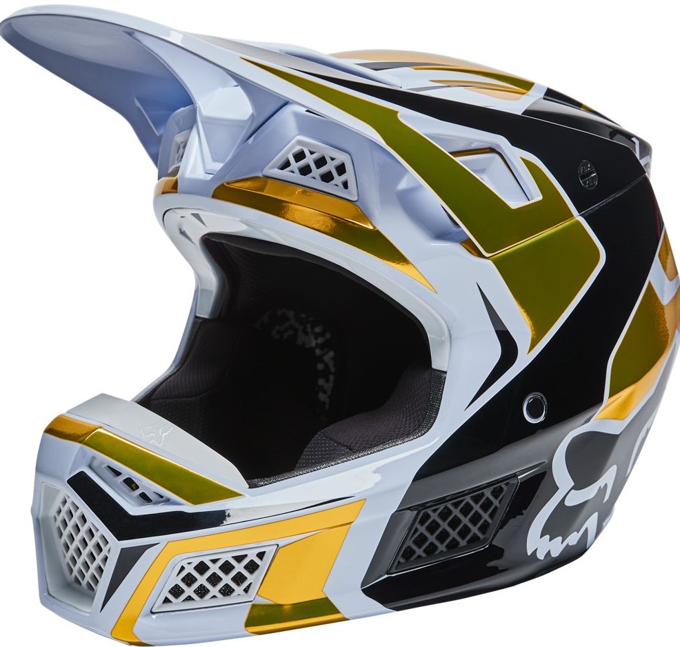 Fox Crosshjälm V3 RS Mirer Vit/Guld