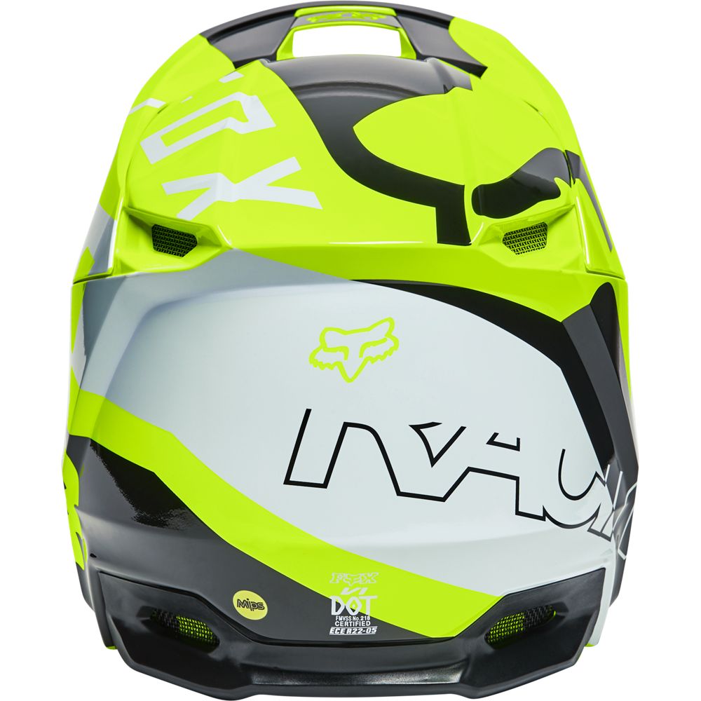 Fox Crosshjälm V1 Skew Fluogul/Vit (Junior) bild 3