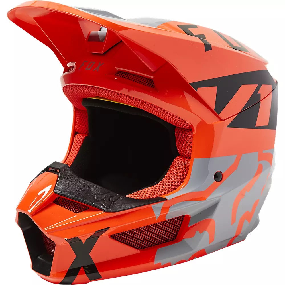 Fox Crosshjälm V1 Skew Orange/Grå (Junior)