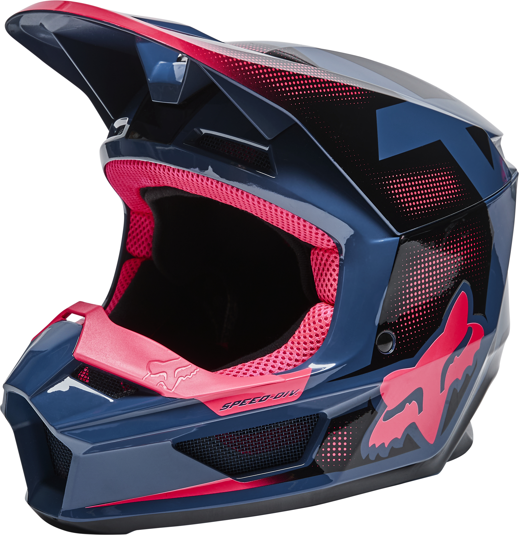 Fox Crosshjälm Junior V1 Dier Blå/Rosa (Junior)