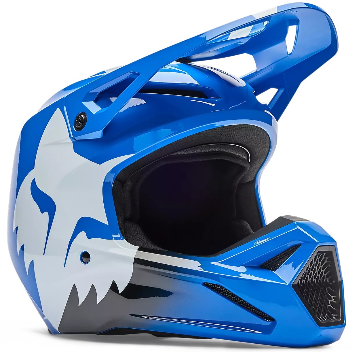 Fox Crosshjälm V1 Shield Blå/Vit (Junior)