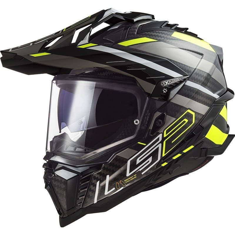 LS2 Hjälm MX701 Explorer Carbon Edge Svart/Gul