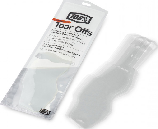 100% Tillbehör Standard Tear Off Junior 20st Klar