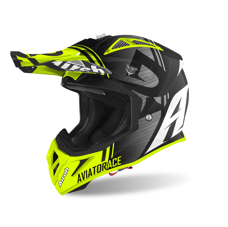 Airoh Crosshjälm Aviator Ace Kybon Svart/Fluogul bild 2