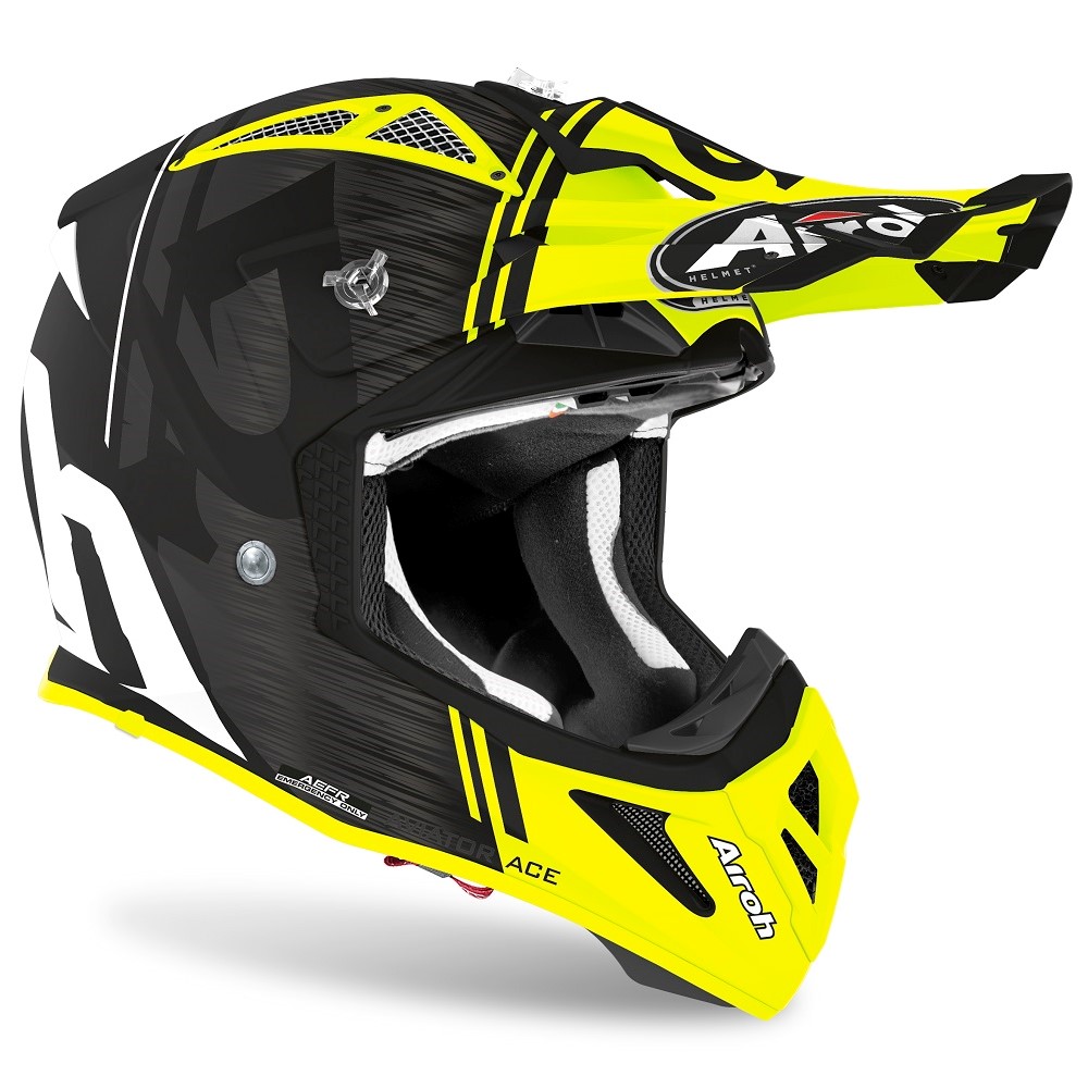 Airoh Crosshjälm Aviator Ace Kybon Svart/Fluogul