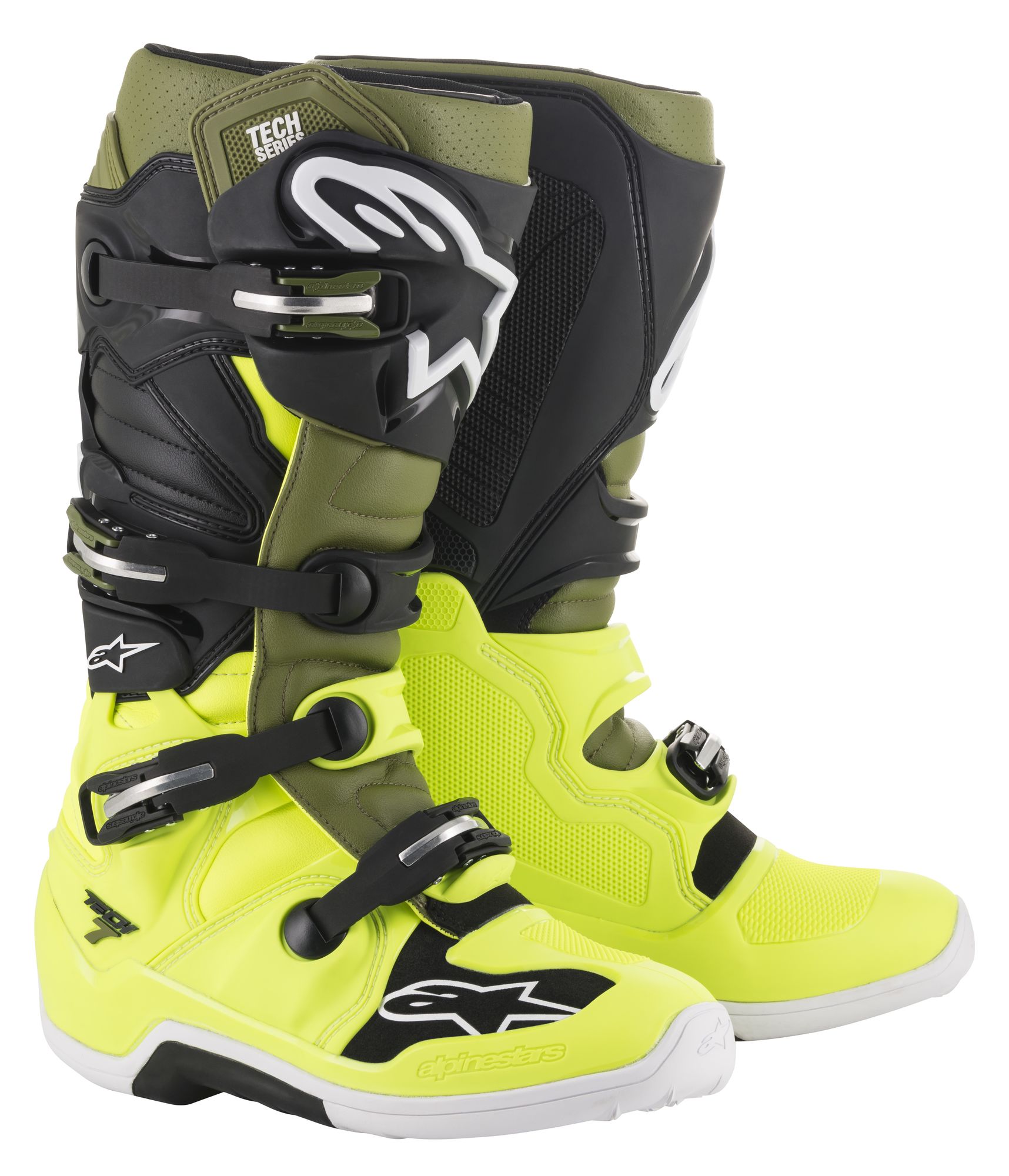 Alpinestars Crosstövel Tech 7 Fluogul/Militärgrön