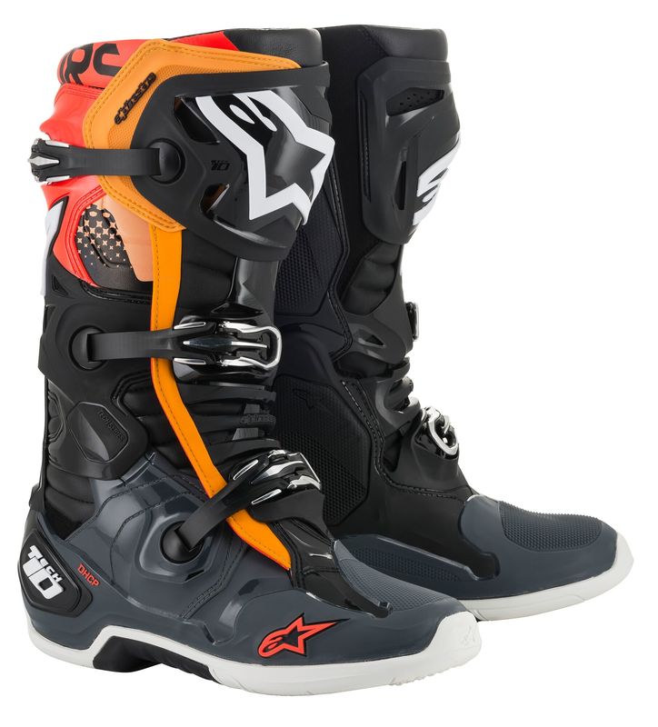 Alpinestars Crosstövel Tech 10 Svart/Grå/Orange/Röd