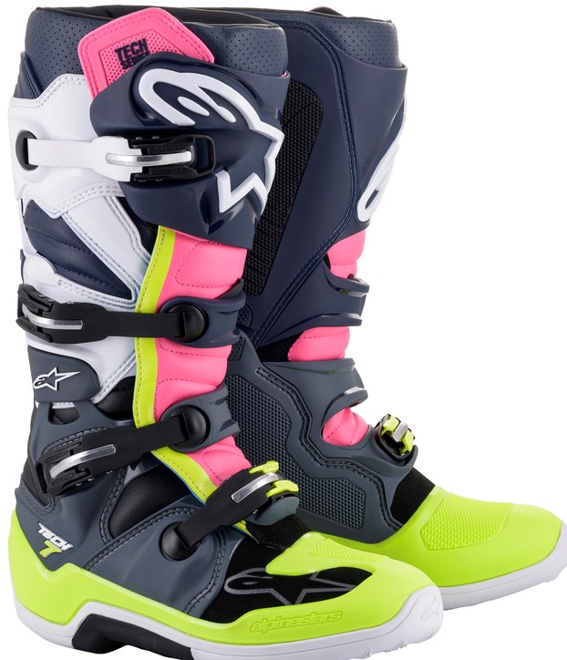 Alpinestars Crosstövel Tech 7 Blå/Gul/Rosa