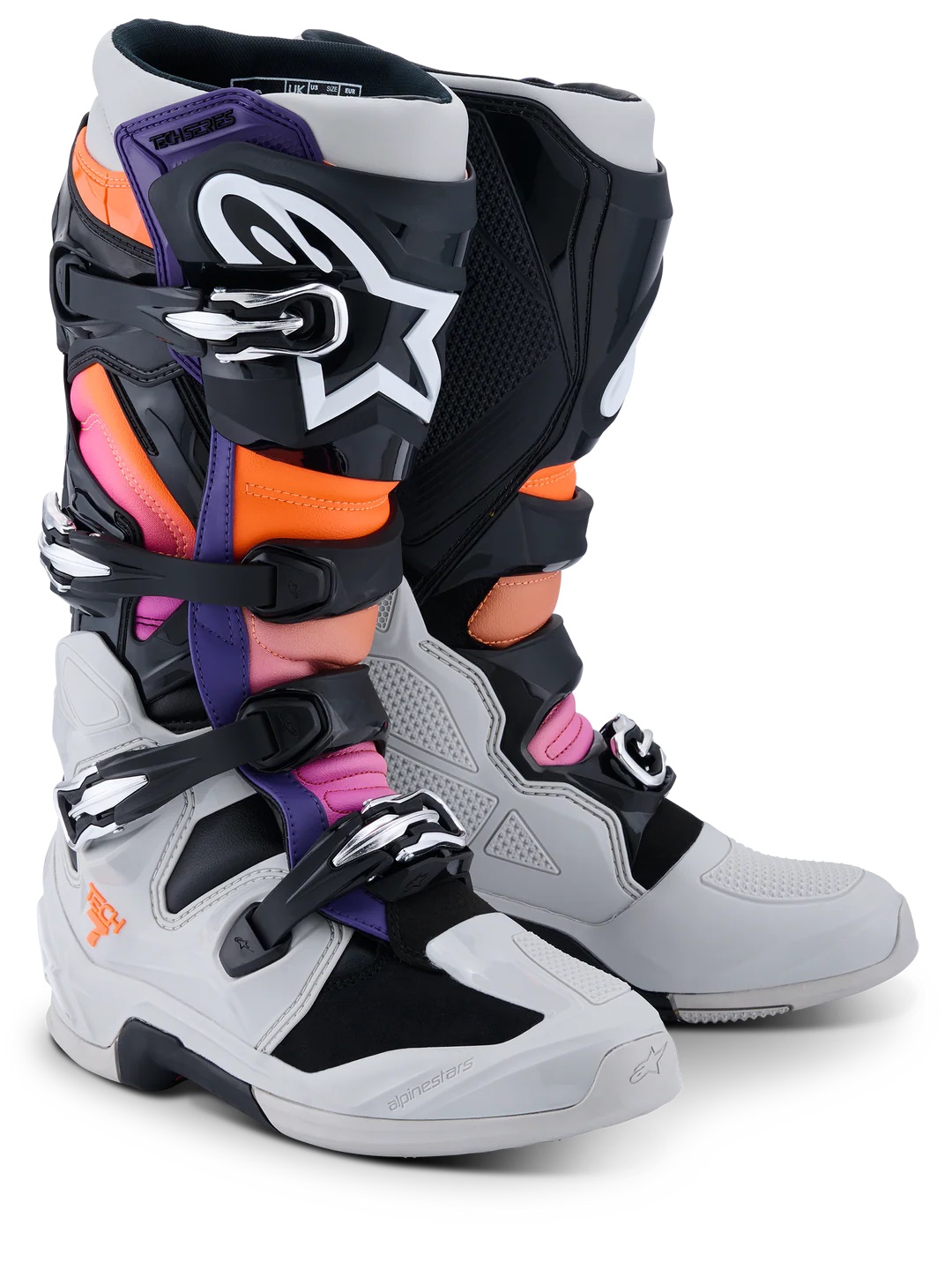 Alpinestars Crosstövel Tech 7 Ljusgrå/Lila/Orange