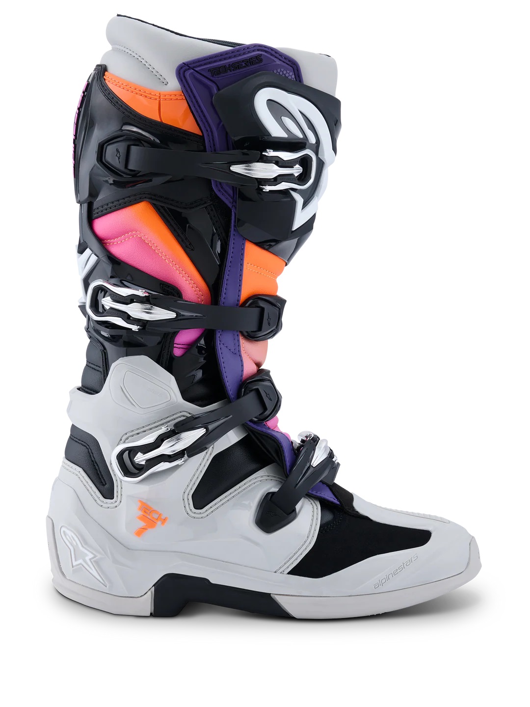 Alpinestars Crosstövel Tech 7 Ljusgrå/Lila/Orange bild 2