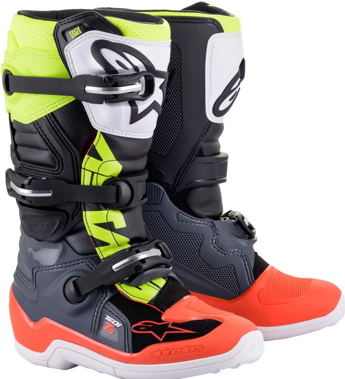 Alpinestars Crosstövel Tech 7s Grå/Röd/Fluogul (Junior)