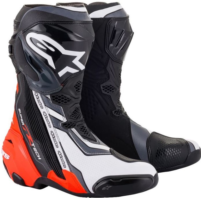 Alpinestars Stövel Supertech R V2 Svart/Fluoröd/Vit (Race)
