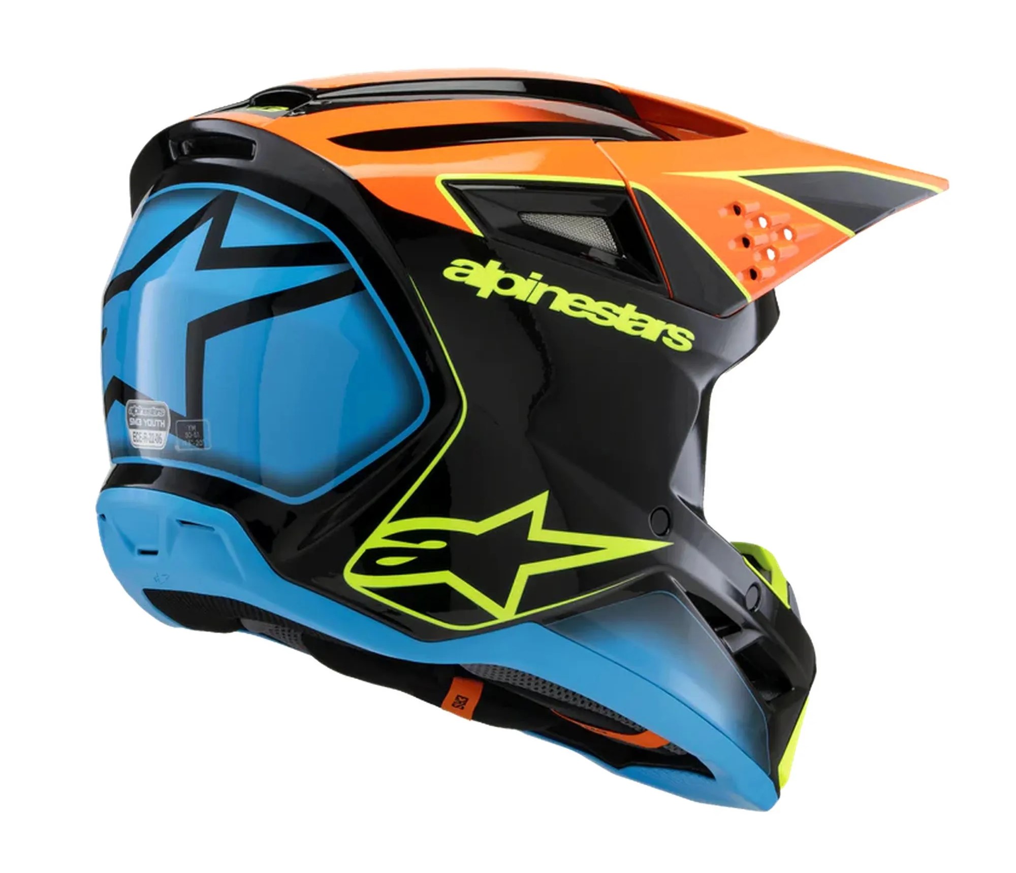 Alpinestars Crosshjälm SM3 Fray Svart/Orange/Gul Fluo (Junior) bild 3