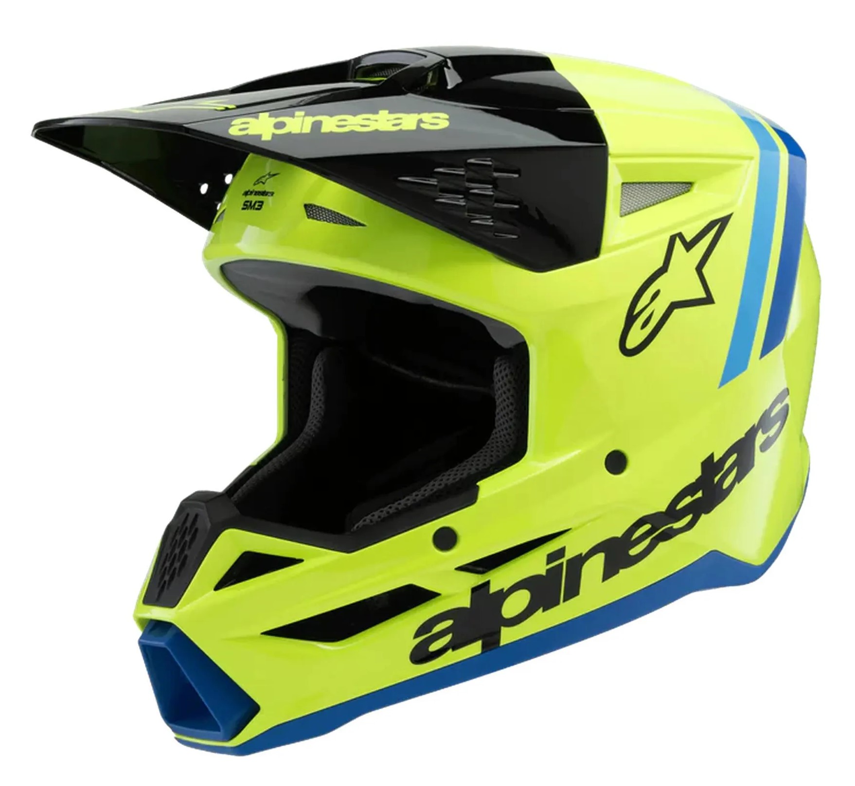 Alpinestars Crosshjälm SM3 Radium Gul Fluo/Svart/Blå (Junior)