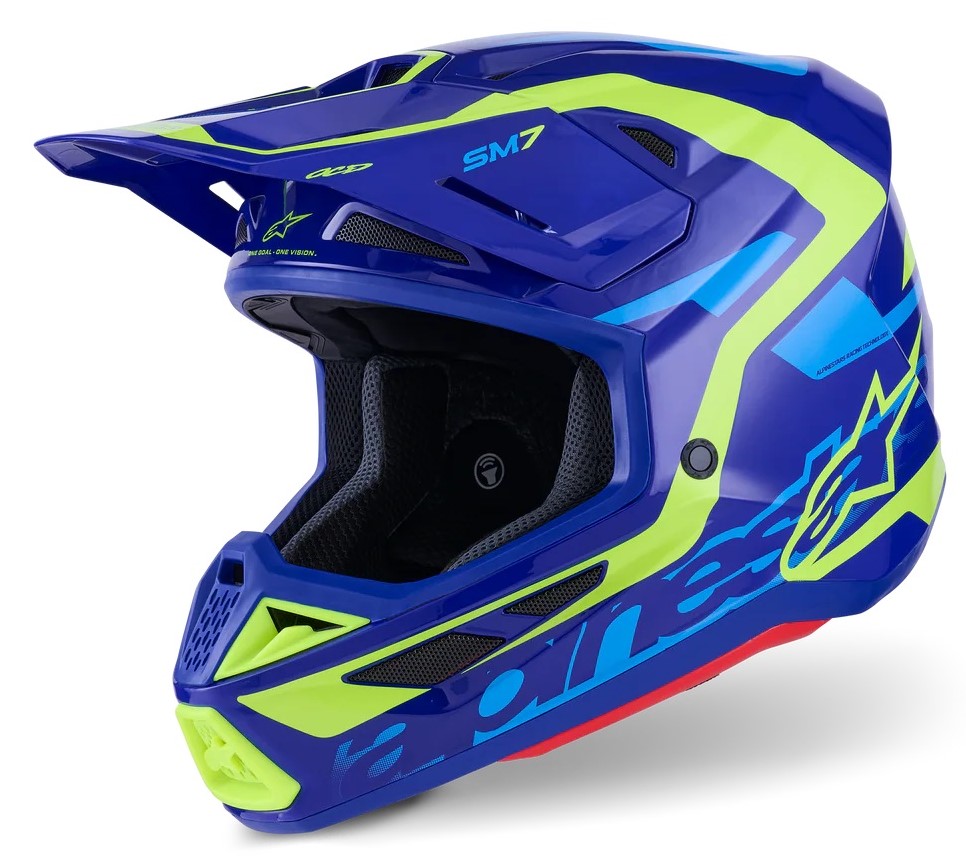 Alpinestars Crosshjälm SM-7 Deed Blå/Fluogul