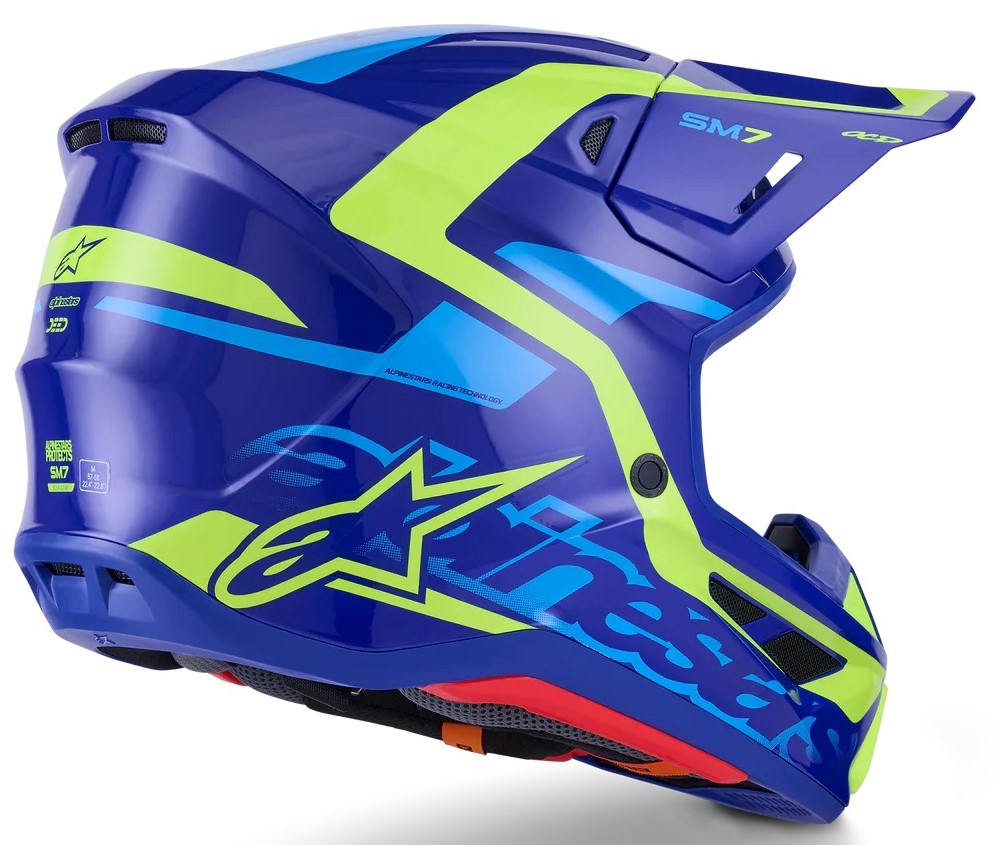 Alpinestars Crosshjälm SM-7 Deed Blå/Fluogul bild 2